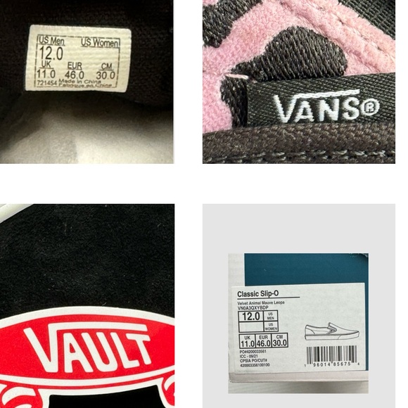 Vans Vault Animal Print Shoes, black suede, velvet leopard print combo, NIB Rare - Picture 14 of 16